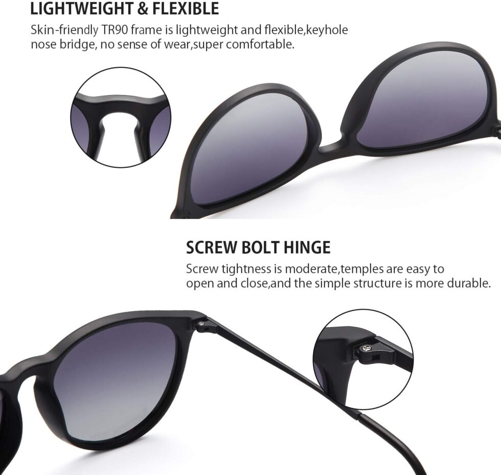 Chbp Sunglasses Womens Men Polarized Uv Protection Trendy Vintage Retro Round Mirrored Lens 